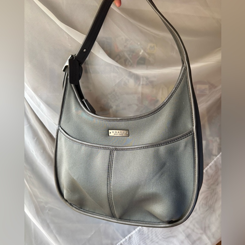 Vintage Coach Neoprene Pocket Zip Ergo (6203) Shoulder Bag in Gray